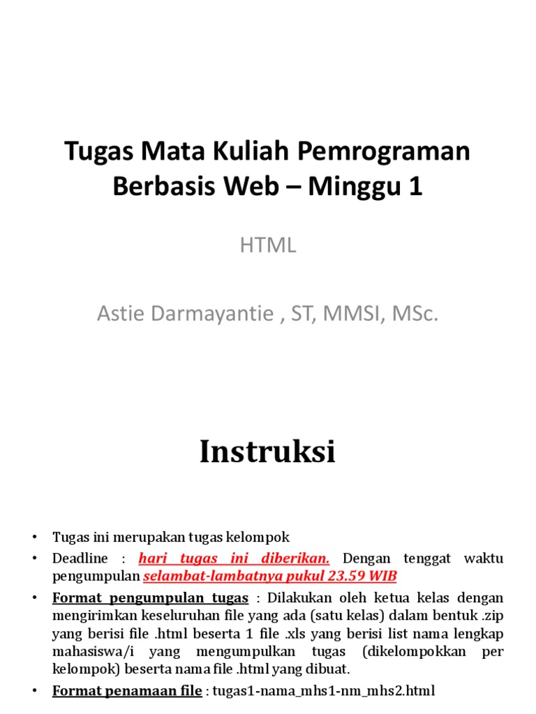 Tugas HTML Pemrograman Web Minggu 1 | PDF