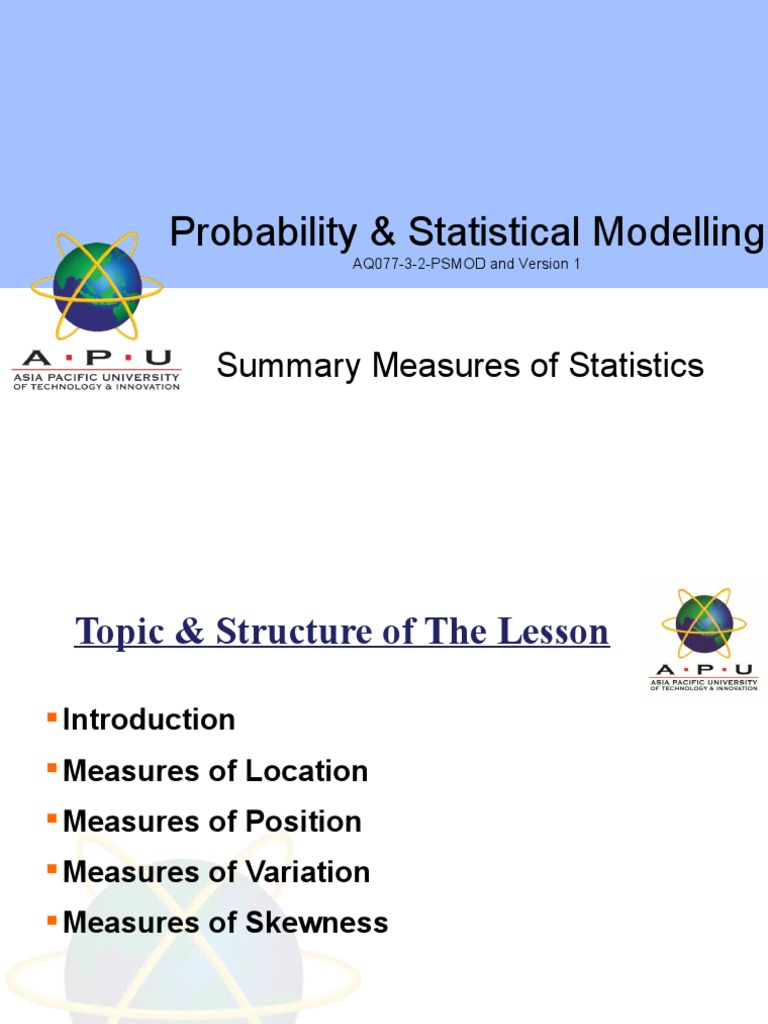 Statistical Measures Overview Guide | PDF | Mean | Statistics