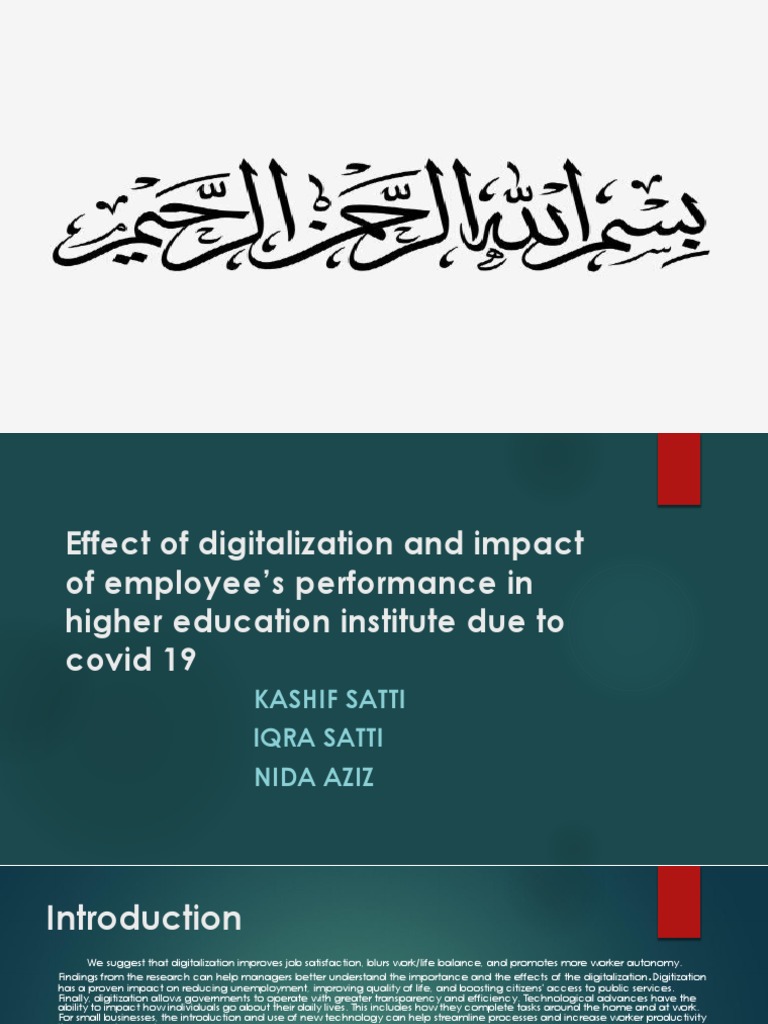 Digitalization's Impact on Educators' Performance | PDF | Distance ...