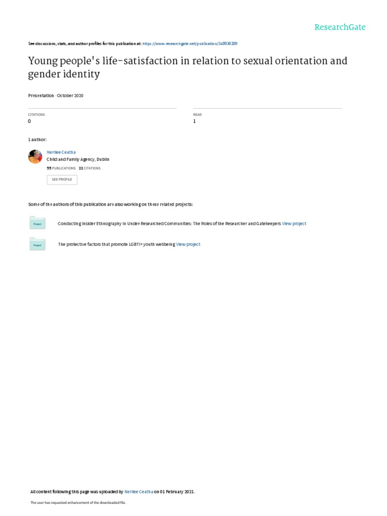 Young People's Life-Satisfaction in Relation To Sexual Orientation and ...