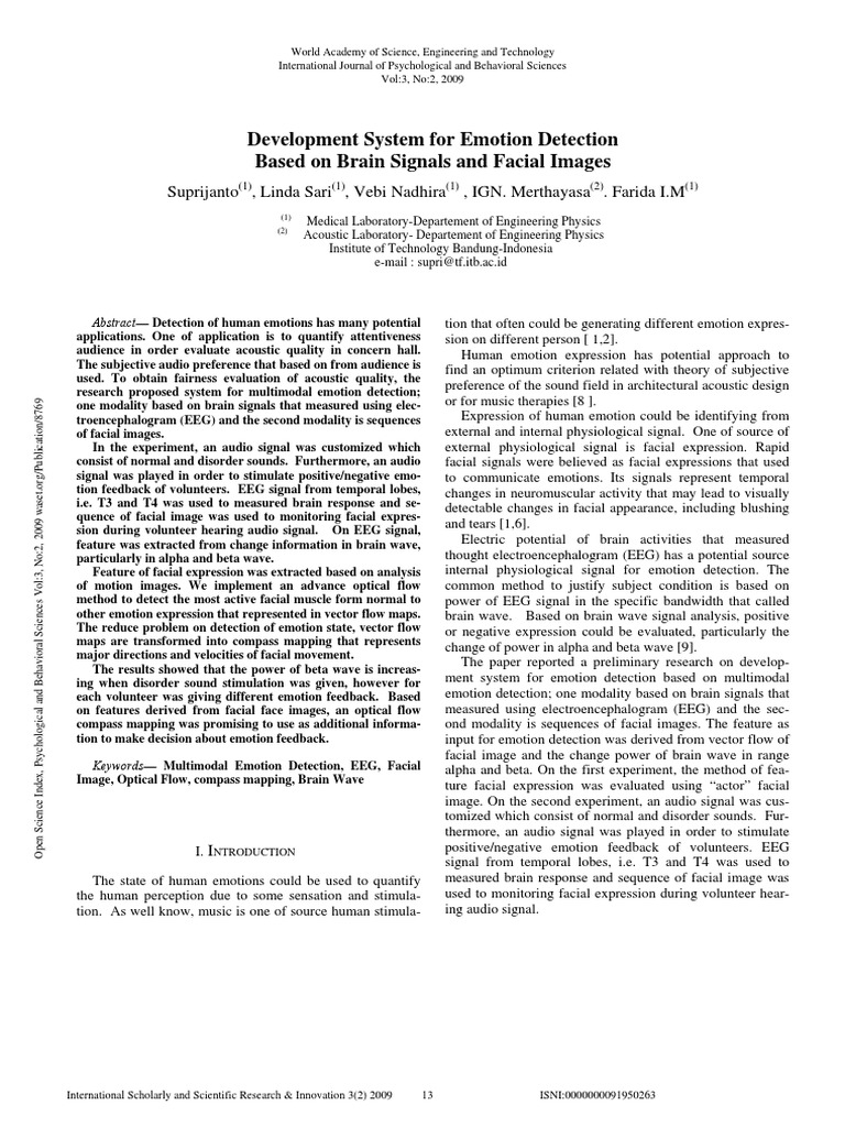 Emotion Detection via EEG and Facial Images | PDF ...