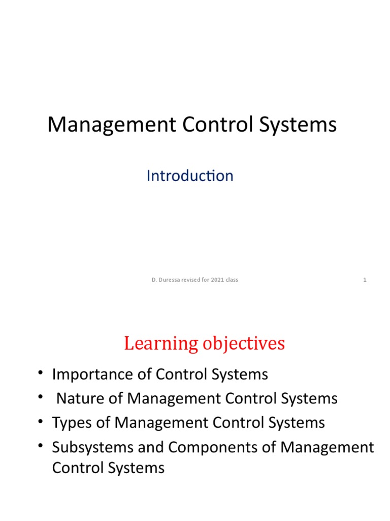 Management Control Systems Guide | PDF | System | Chief Executive Officer