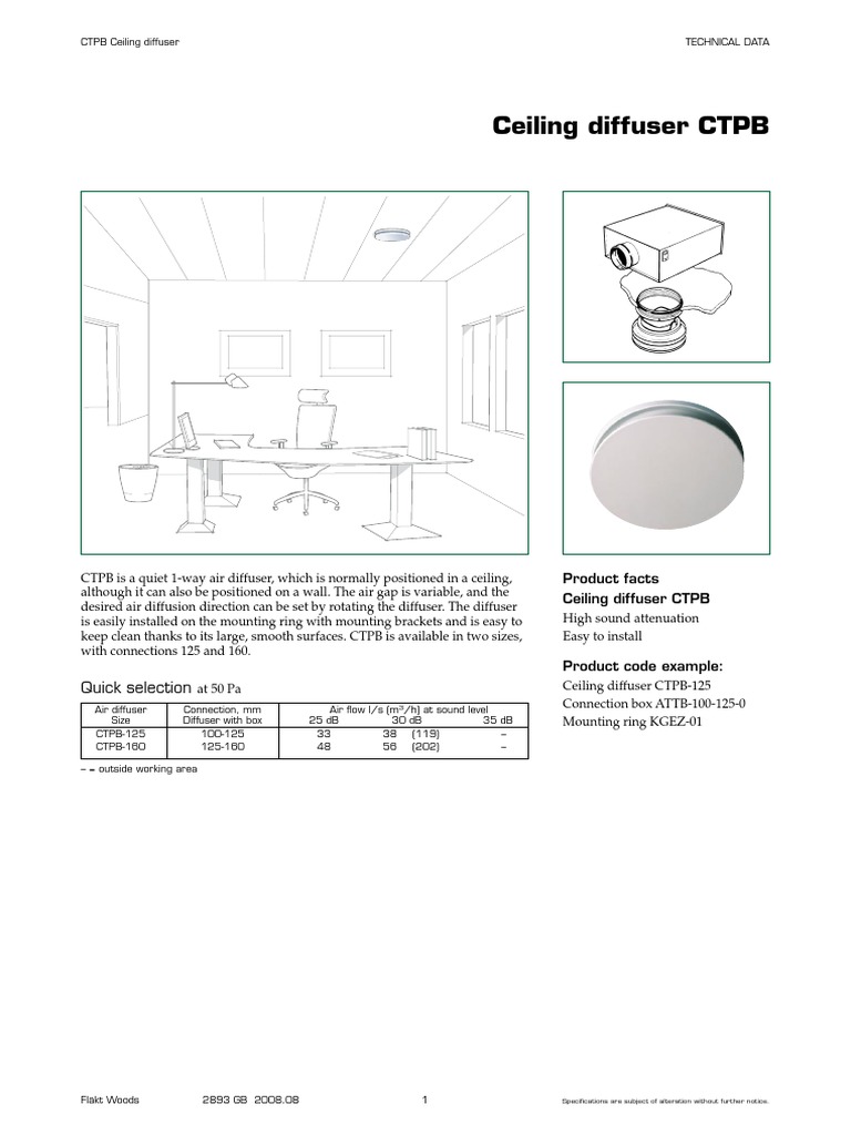 CTPB Ceiling Diffuser Specifications | PDF | Duct (Flow) | Galvanization