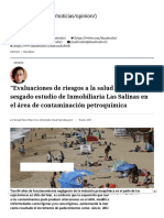"Evaluaciones de Riesgos A La Salud Humana" - El Sesgado Estudio de Inmobiliaria Las Salinas en El Área de Contaminación Petroquímica - El Mostrador