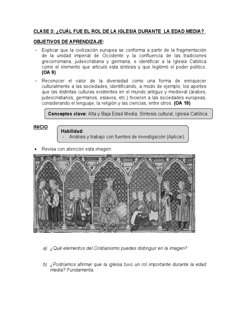Rol de la Iglesia en la Edad Media | PDF