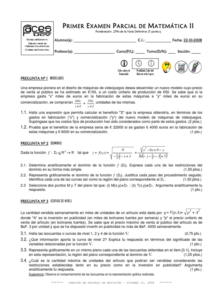 Examen Parcial de Matemáticas III | PDF | Enseñanza de matemática ...