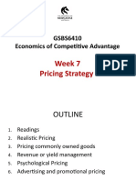 2020 T3 GSBS6410 Lecture Note For Week 7 Pricing Strategy