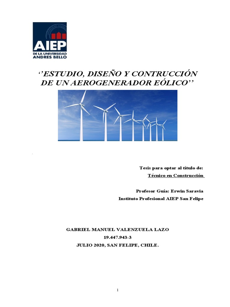 Estudio y Diseño de Aerogenerador Eólico | PDF | Turbina eólica ...