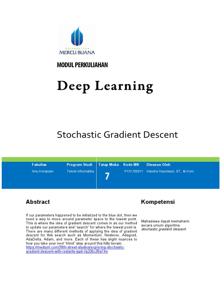 Stochastic Gradient Descent dalam Deep Learning | PDF