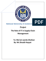 Project The Role of IT in Supply Chain Management: National University of Modern Languages