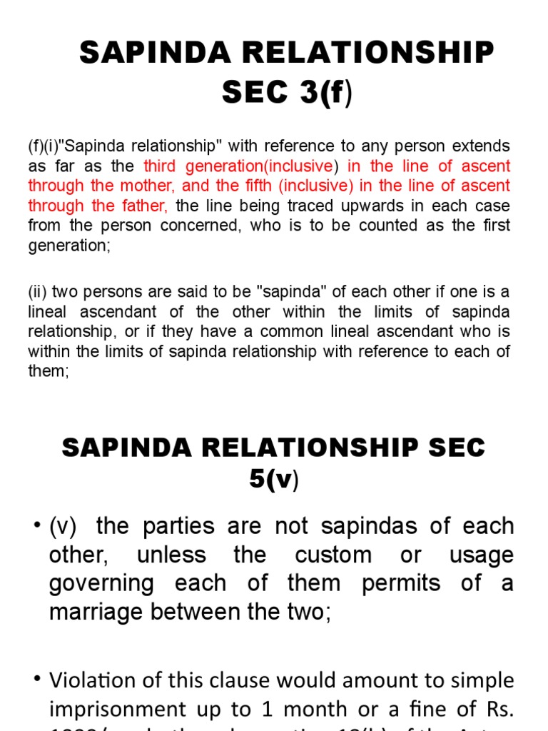 Sapinda Relationship Sec 3 (F) PDF Social Institutions Social Science