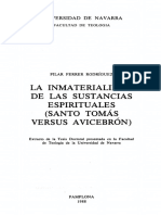 La inmaterialidad de las sustancias espirituales en Santo Tomás y Avicebrón