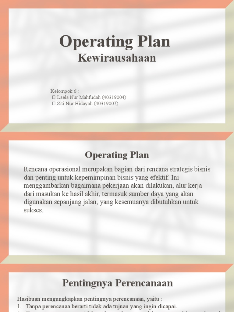 Rencana Operasional untuk Bisnis Sukses | PDF
