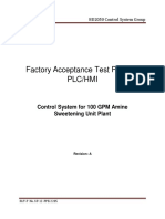 Factory Acceptance Test Protocol Plc/Hmi: Control System For 100 GPM Amine Sweetening Unit Plant