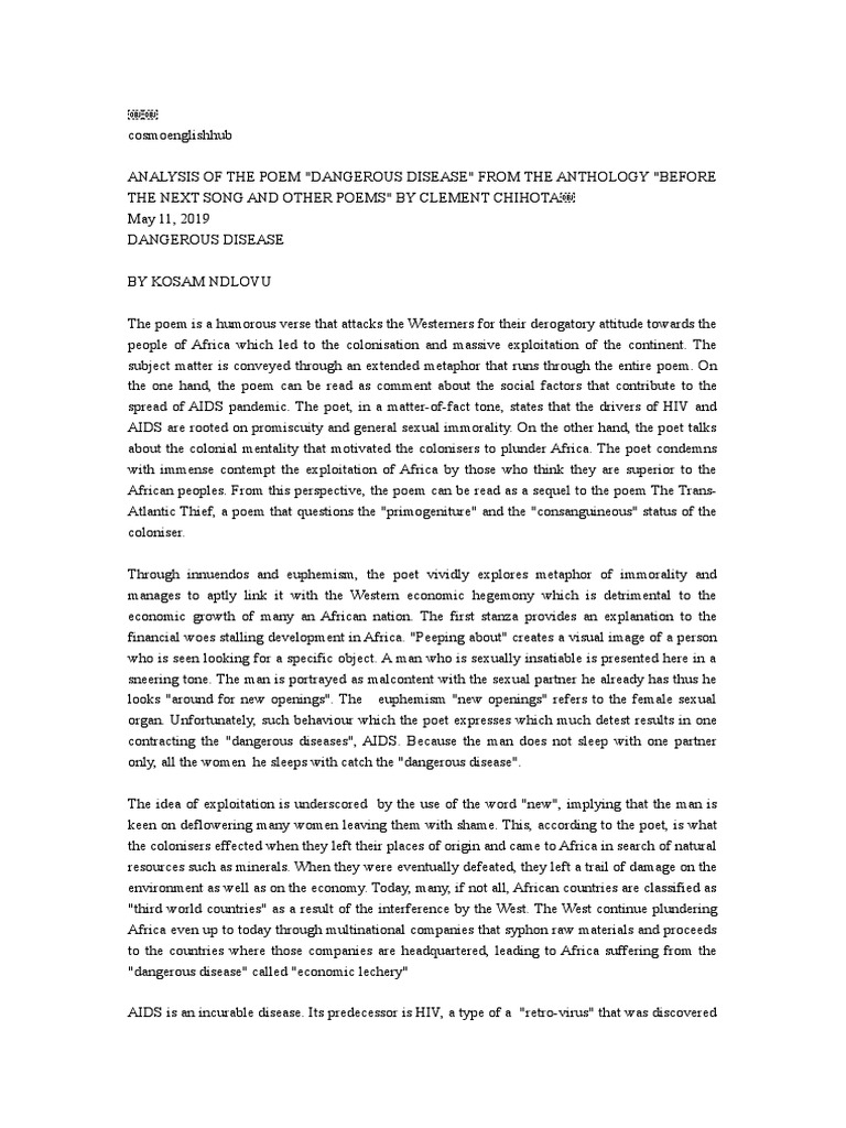 Dangerous Disease | PDF | Hiv/Aids | Poetry