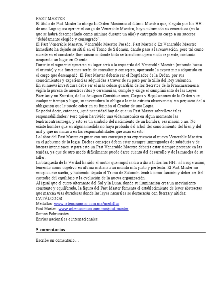 Past Master | PDF | Masonería