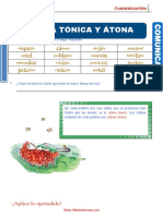 Sílaba Átona y Tónica para Segundo Grado de Primaria