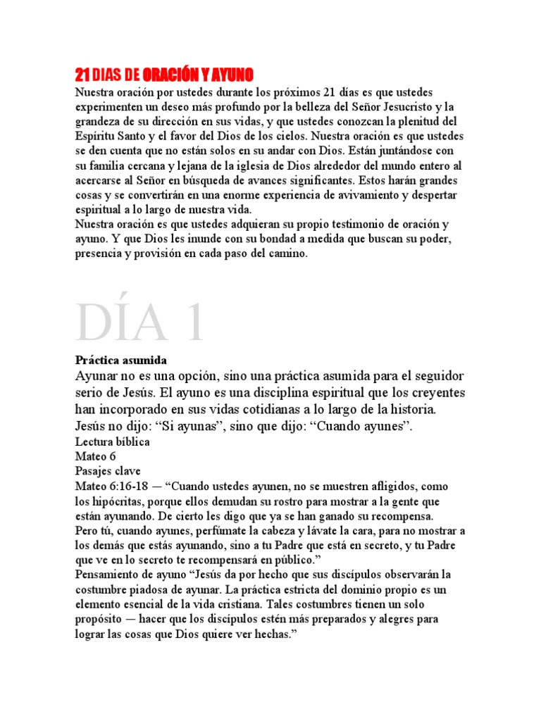 21 Días de Oración y Ayuno Cristiano | PDF | Rápido | Oración