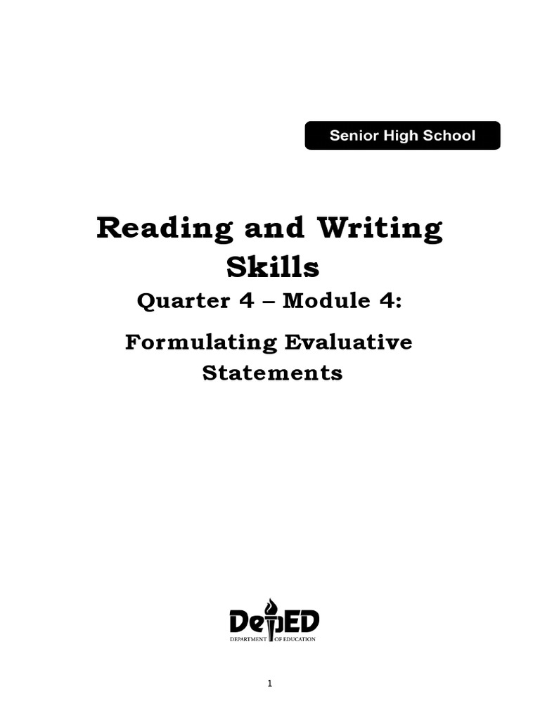 Reading and Writing Skills Quarter 4 Module 4 Formulating