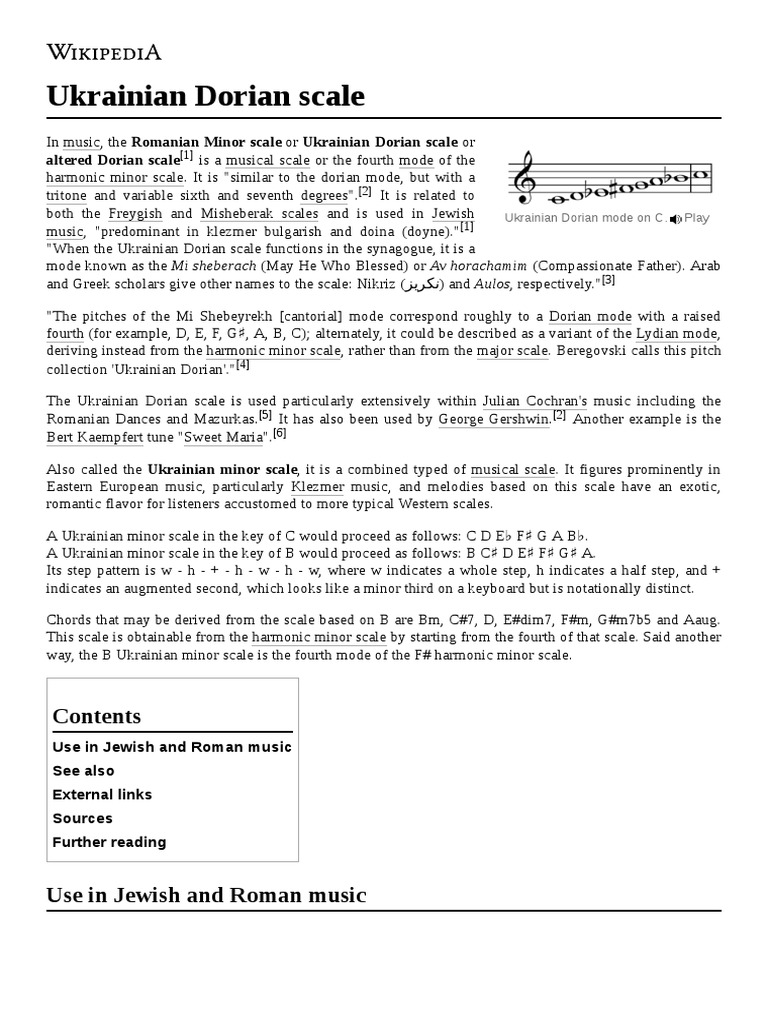 Ukrainian Dorian Scale PDF Music Theory Elements Of Music