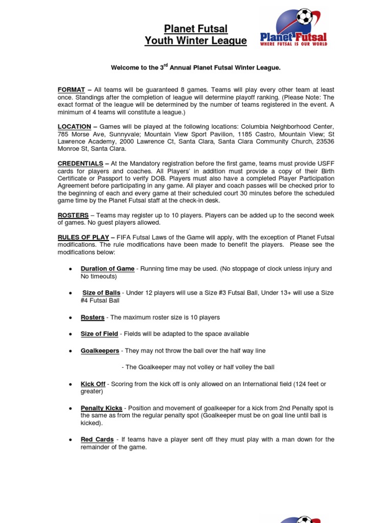 Futsal Rules PDF Games Of Physical Skill Association Football