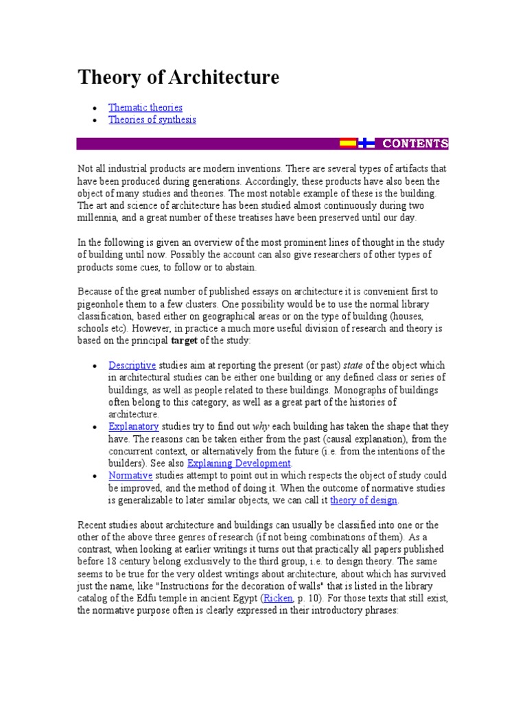 Theory of Architecture | PDF | Theory | Architect
