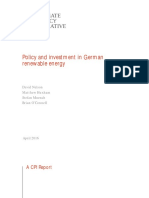 Policy and Investment in German Renewable Energy Summary