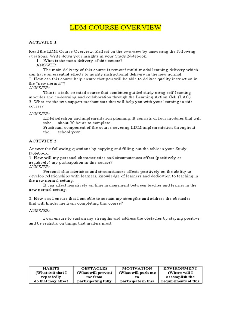 LDM Course Overview for Teachers | PDF | Educational Technology | Teachers