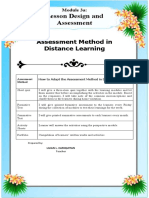 Lesson Design and Assessment: Assessment Method in Distance Learning