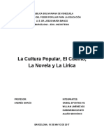 La Cultura Popular El Cuento La Novela La Lirica