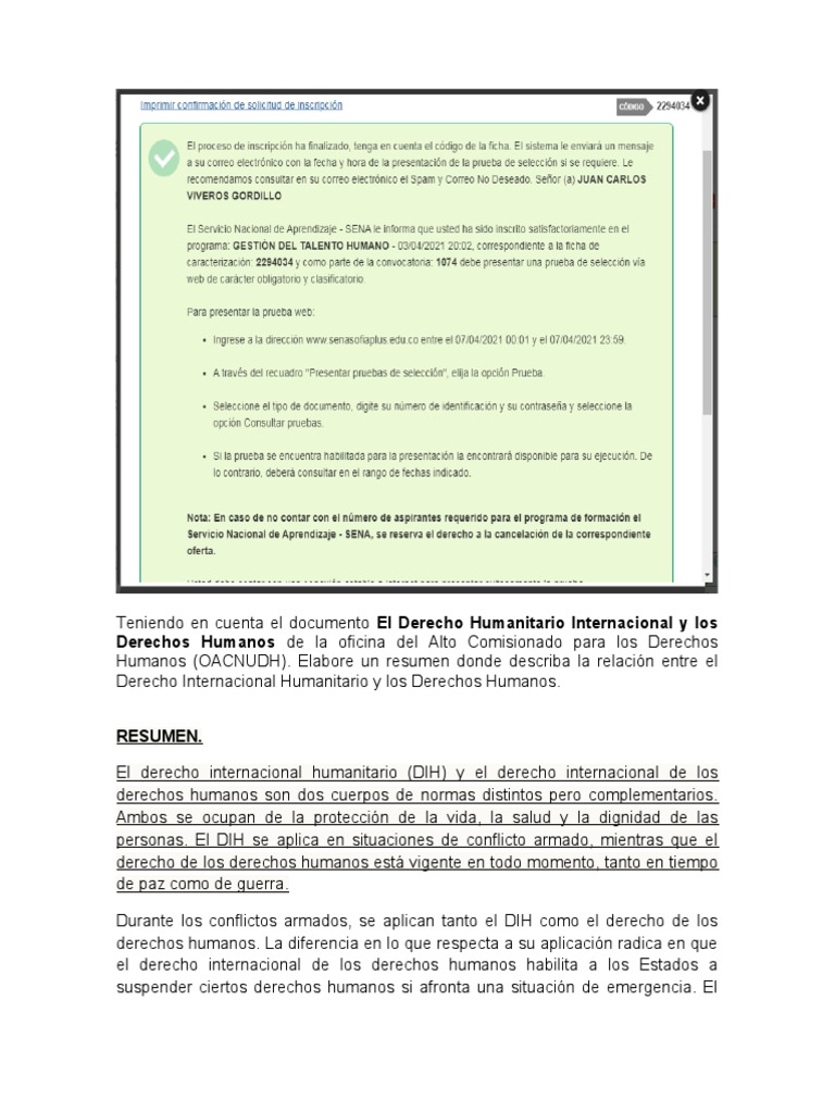 Relación entre DIH y Derechos Humanos | PDF | Ley humanitaria ...