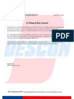 Driver Recommendation Letter from Descon Engineering