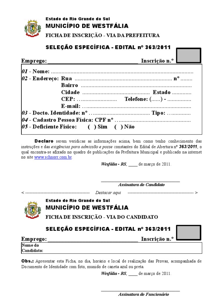 Como Fazer Ficha De Inscrição On Line