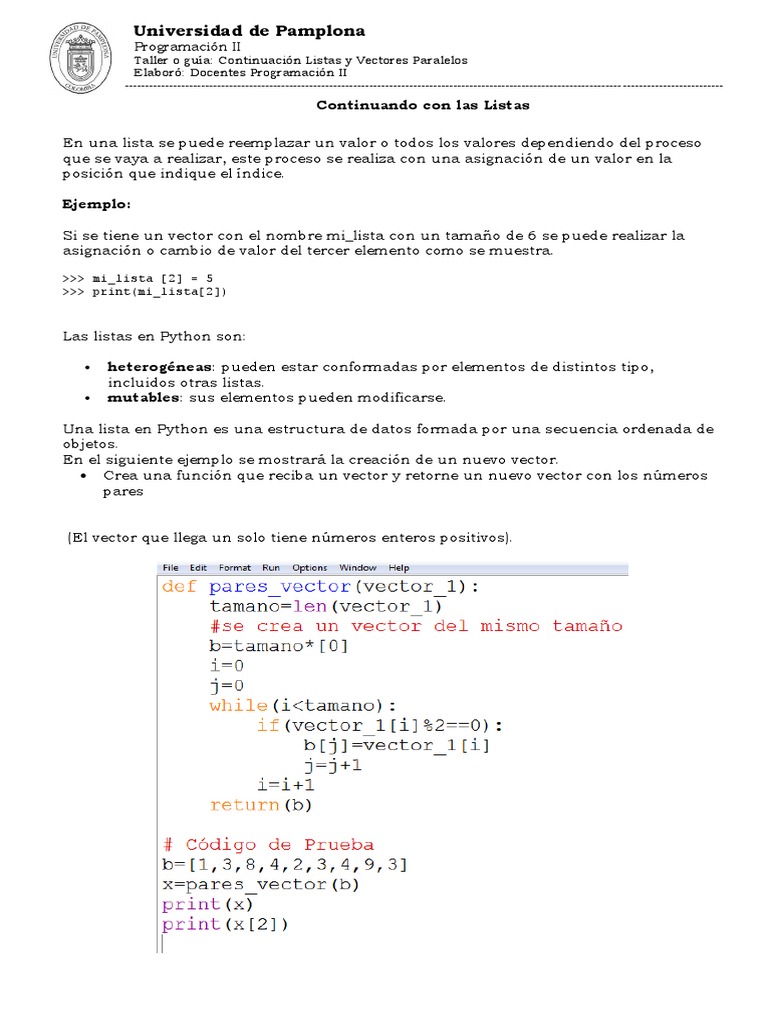 Listas y Vectores en Python: Guía Práctica | PDF | Estructura de datos ...