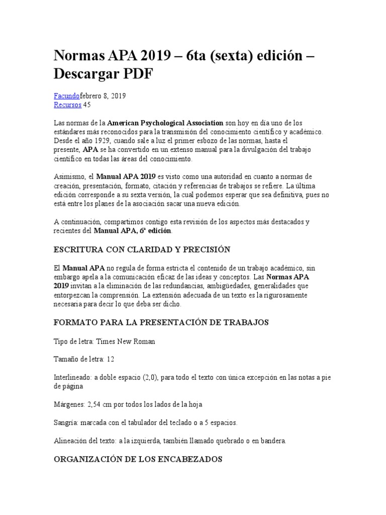 Normas APA 2019 PDF Analogía Pragmatismo