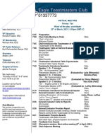 Toastmasters Meeting Agenda 