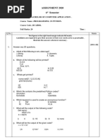 Python MCQ For 6th Sem 2020