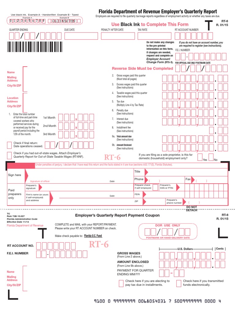 Main - Form RT 6 Employer S Quarterly Report Florida | PDF | Social ...