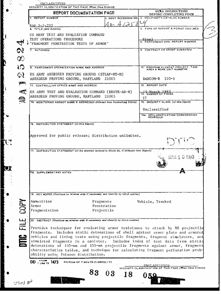 105mm and 155mm Fragment Penetration Tests | PDF | Shell (Projectile ...