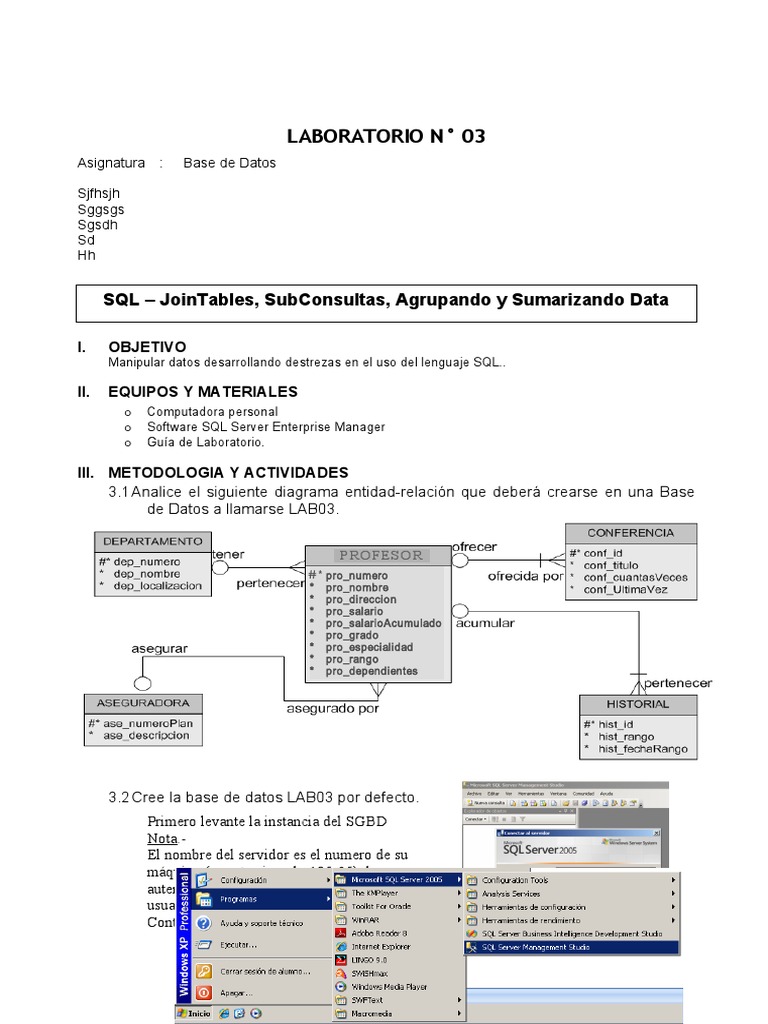 Laboratorio SQL: Creación y Consultas | PDF | SQL | Bases de datos