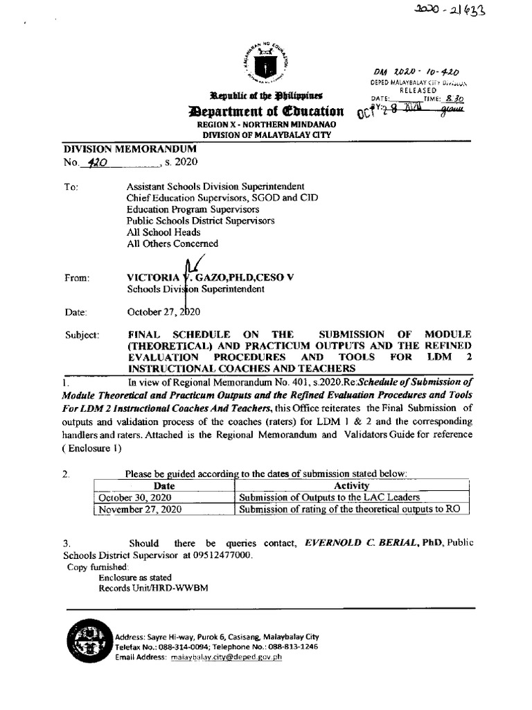Submission Schedule for LDM 2 Outputs | PDF | Pedagogy | Communication