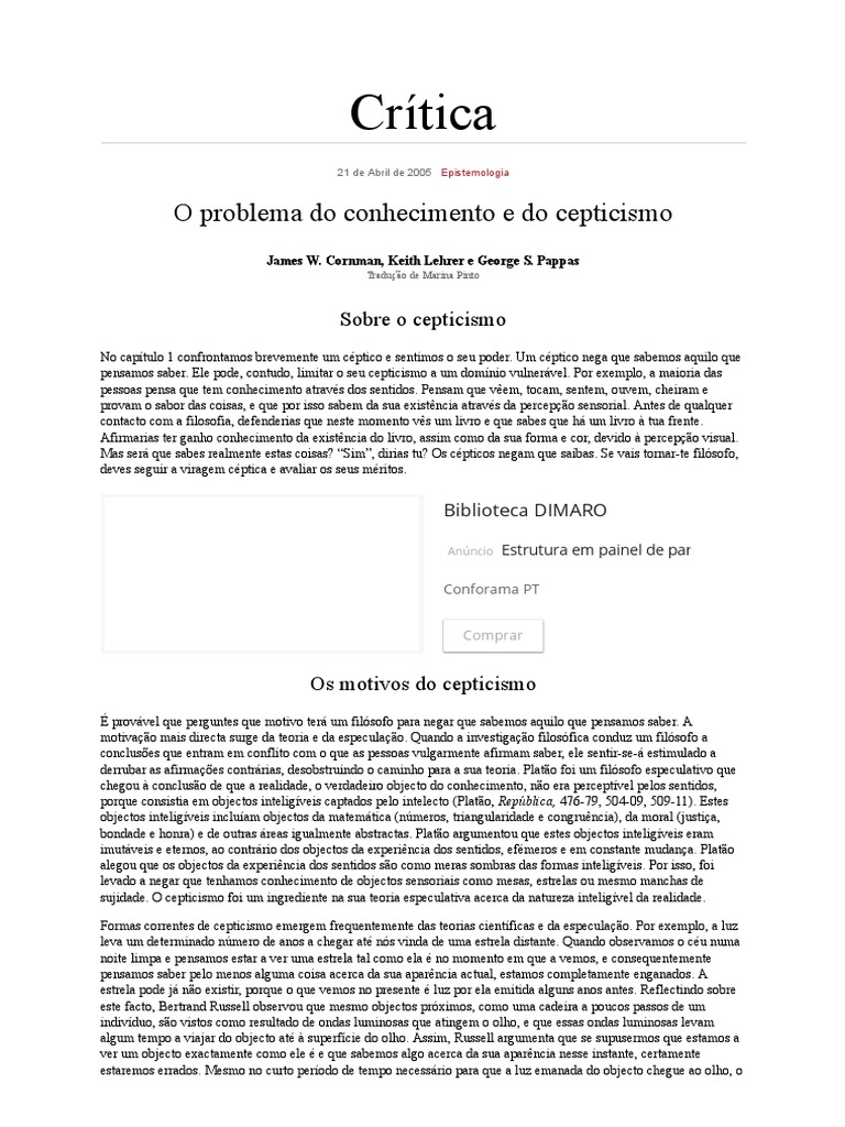 Entendendo o Cepticismo Filosófico | PDF | Ceticismo | Conhecimento