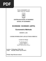 ECON3208 / ECON3291 (ARTS) Econometric Methods: Australian School of Business School of Economics