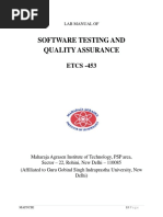 Software Testing and Quality Assurance: ETCS - 453