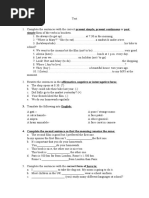 Simple Form of The Verbs in Brackets