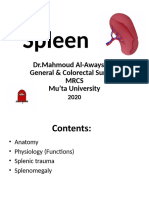 Spleen: DR - Mahmoud Al-Awaysheh General & Colorectal Surgery Mrcs Mu'ta University