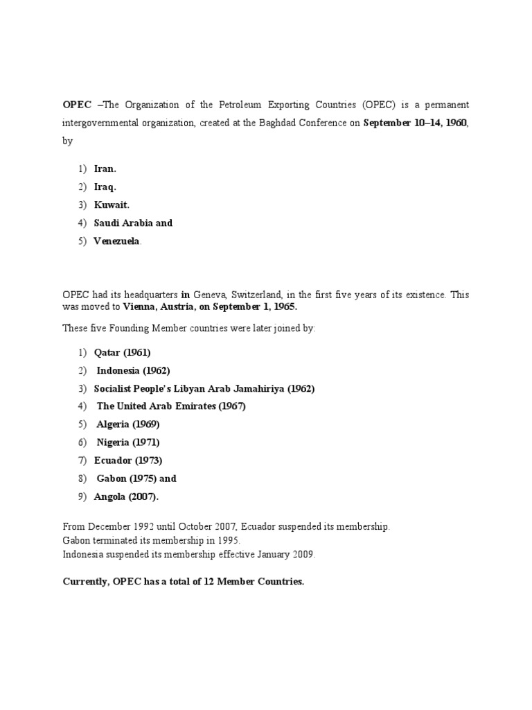 OPEC: Members and Oil Reserves Overview | PDF | Opec | Oil Reserves