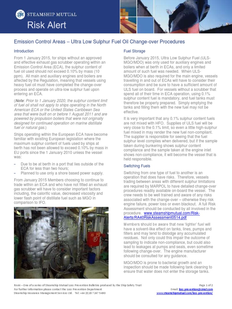 ULSFuel Oil Changeover Procedures Dec 14 PDF Fuel Oil Energy