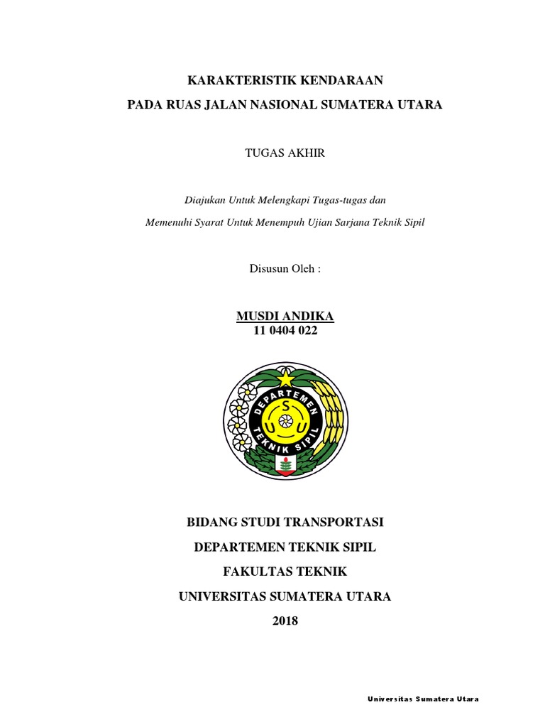 Karakteristik Kendaraan Jalan Raya Sumut | PDF