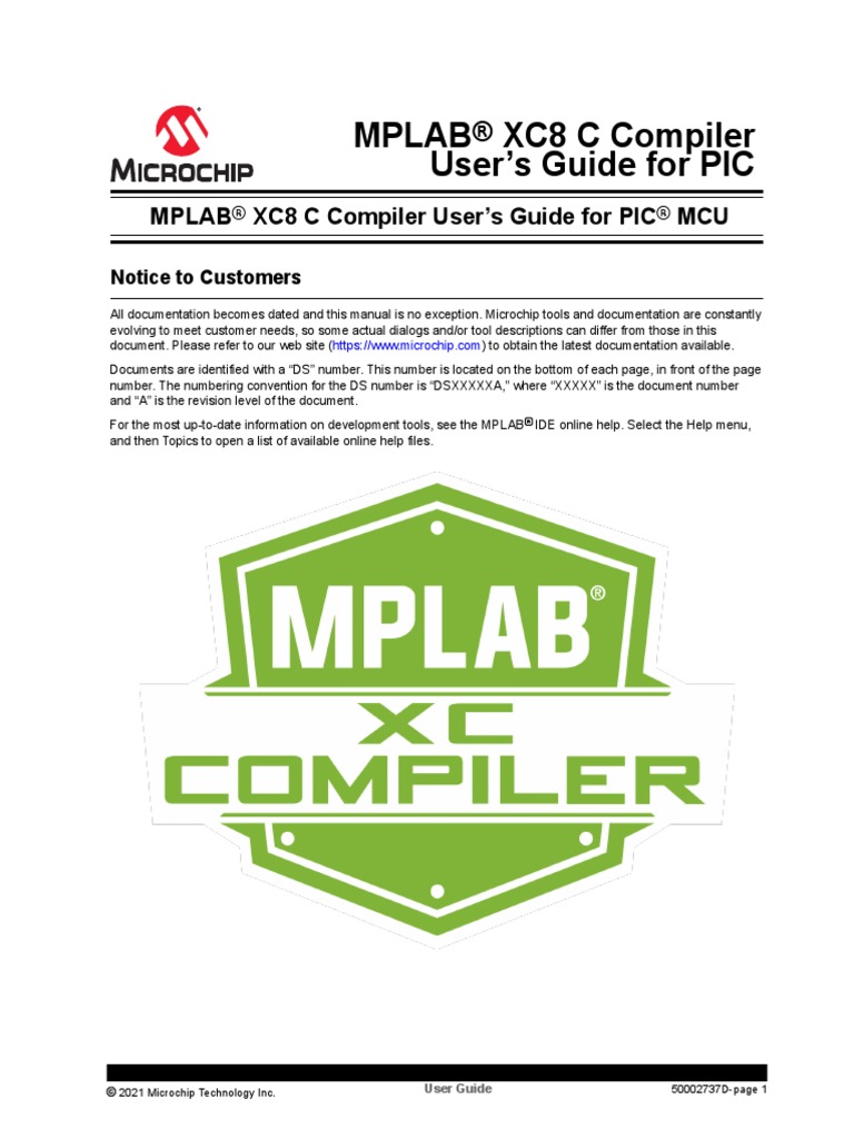 Mplab XC8 C Compiler User's Guide For PIC MCU | PDF | Data Type | Computer  Engineering